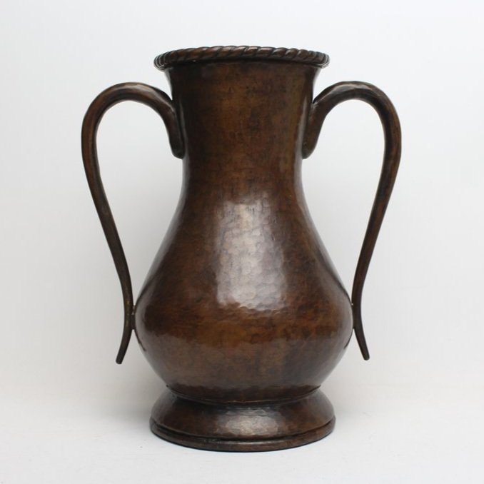 Hammered Copper Two Handled Vase