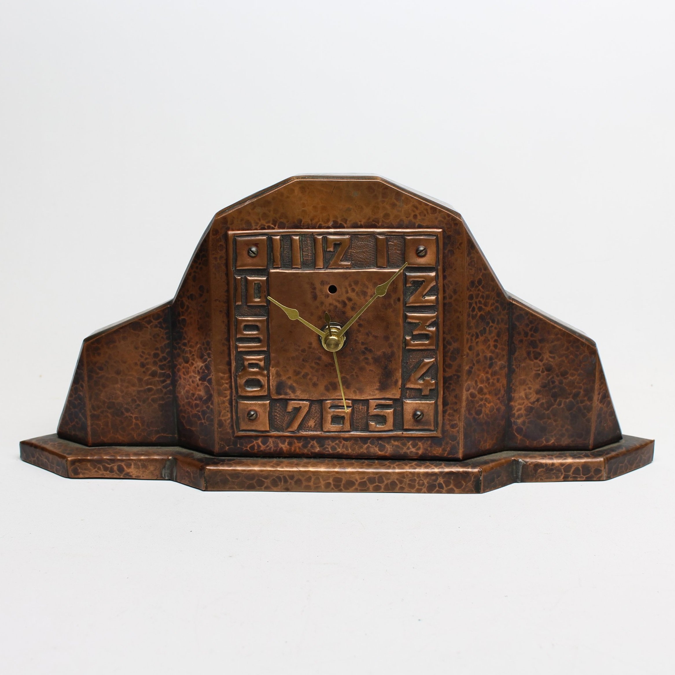 SOLD, Hammered Copper Mantle Clock