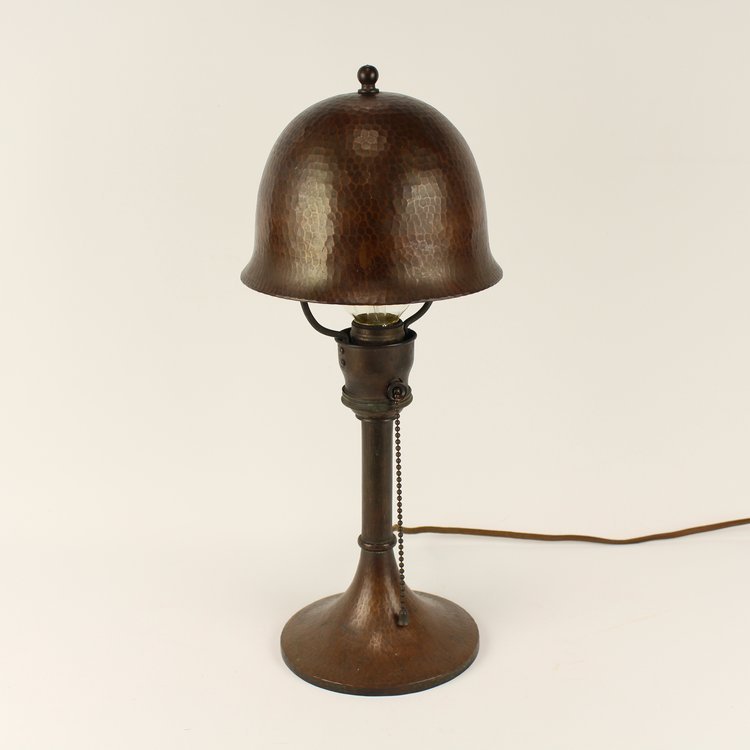 SOLD, Early Roycroft Helmet Lamp, No. 906