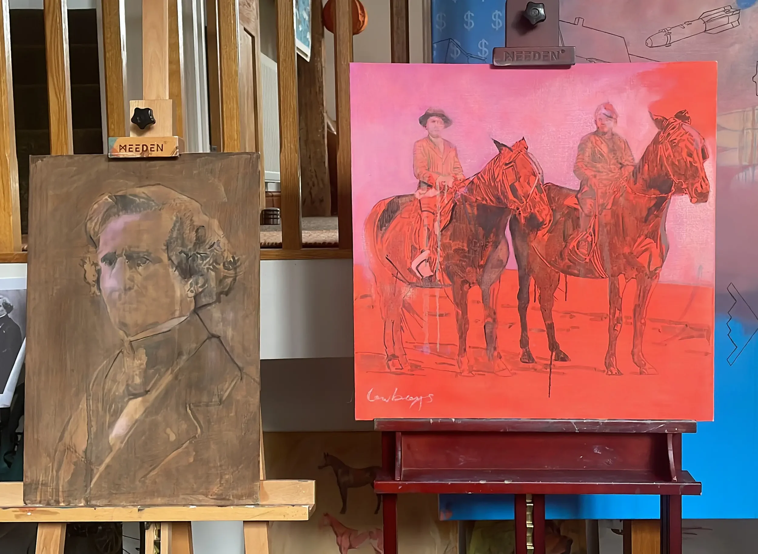 Small portraits on easels