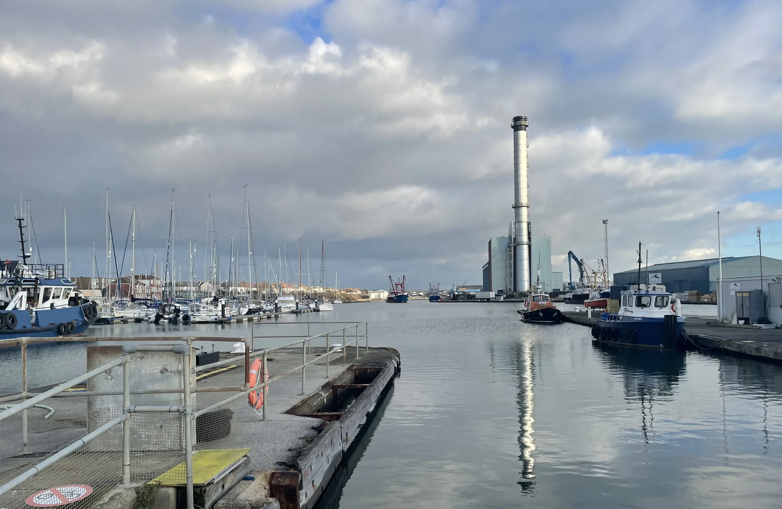 Port showing the power station and boats
