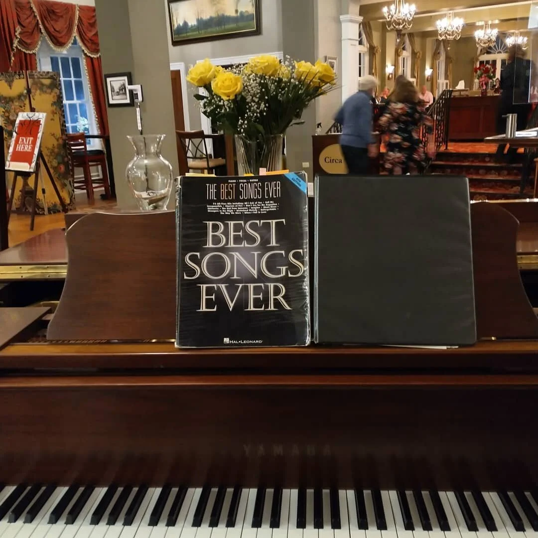 Tonight's View from the Office: Serenaded Valentine's Day dinner at The Mimslyn Inn. (Masked the whole time and a safe distance from the guests.) Overheard a couple in the dining room: &quot;Wait, it's a real person playing piano?&quot; &quot;Haha, y