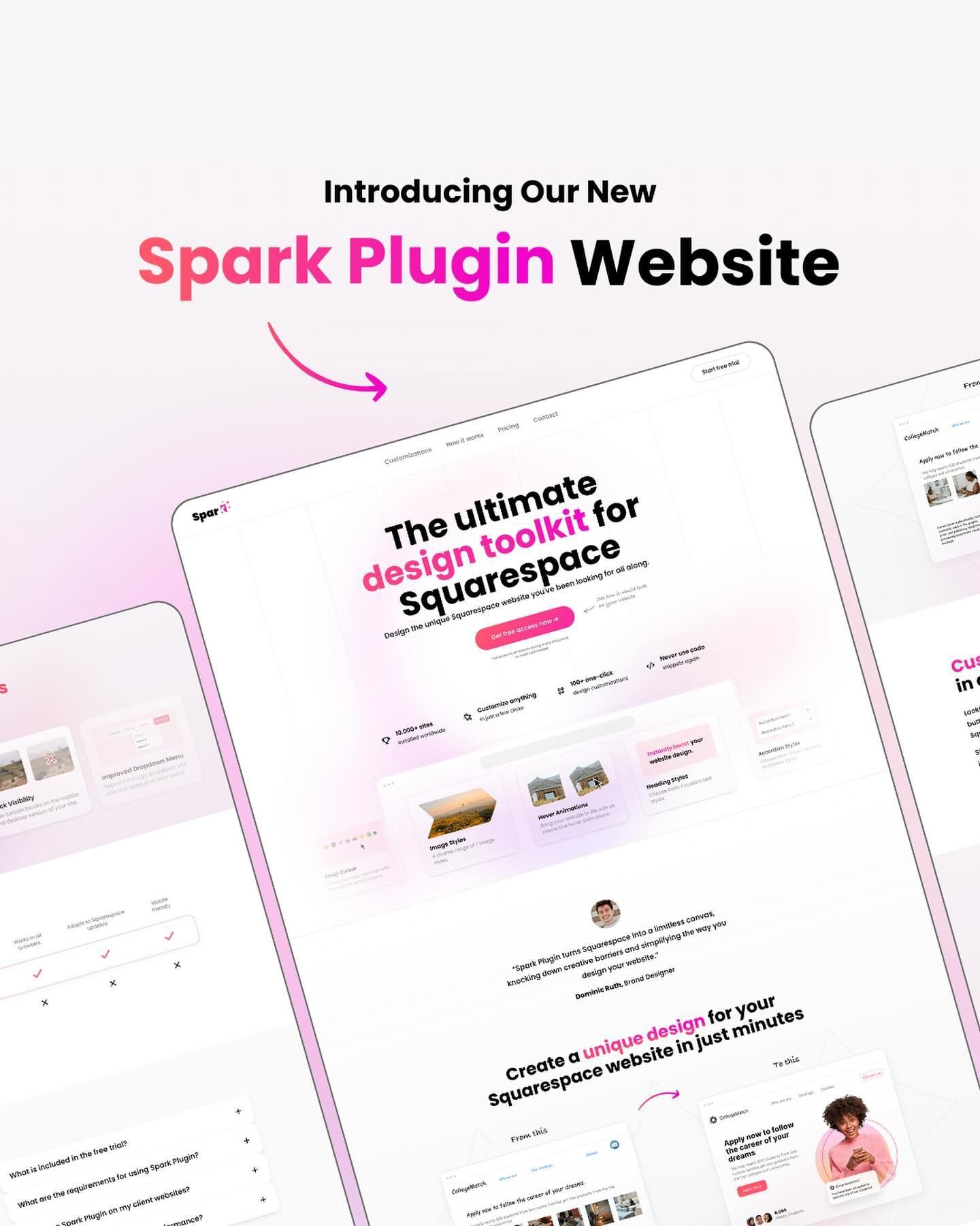 Introducing our new and updated Squarespace website ✨💻

As a Squarespace plugin, we believed it was crucial for our site to reflect the essence of Spark Plugin. That&rsquo;s why we incorporated elements like gradient backgrounds, minimal lines, and 