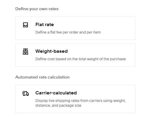 Squarespace shipping options