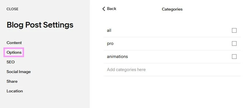 Filter categories in a blog post