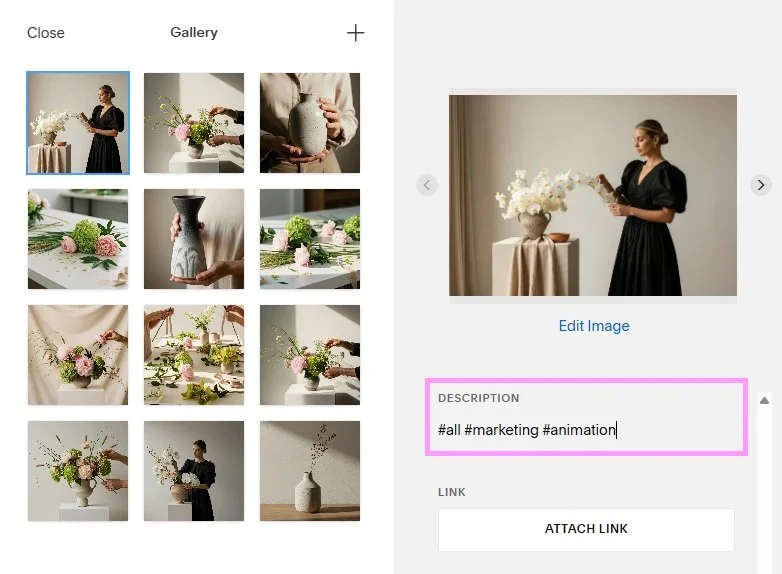 Adding categories to a gallery image