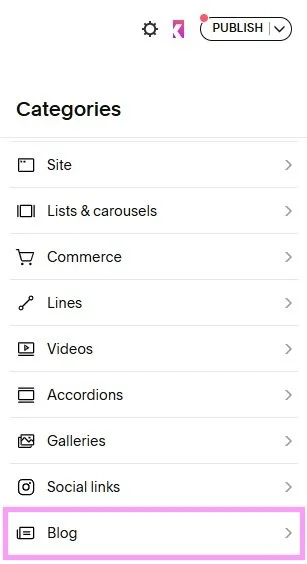 Blog menu in Spark Plugin