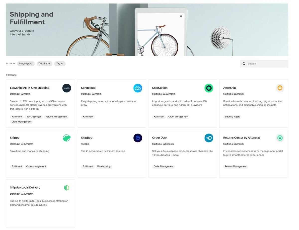 Squarespace shipping extensions