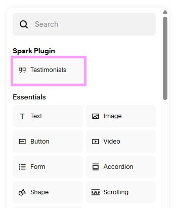 Testimonials button Spark Plugin