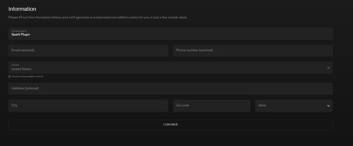 Cancellation policy contact details