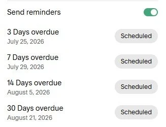 Squarespace send invoice reminders