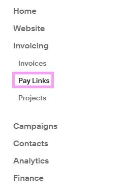 Squarespace pay links in menu