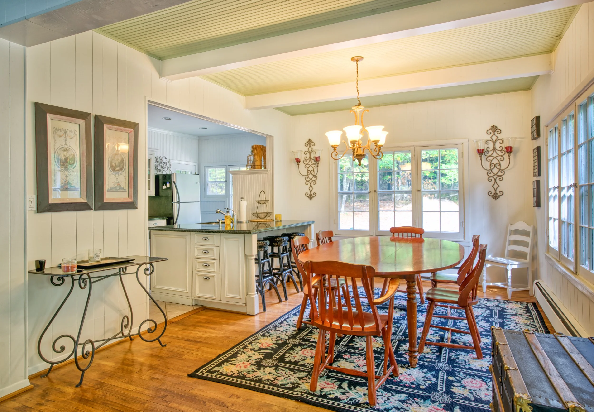 Dining room in this vacation rental property on Idylwilde Drive off of M119 (Tunnel of Trees) near Harbor Springs, MI.