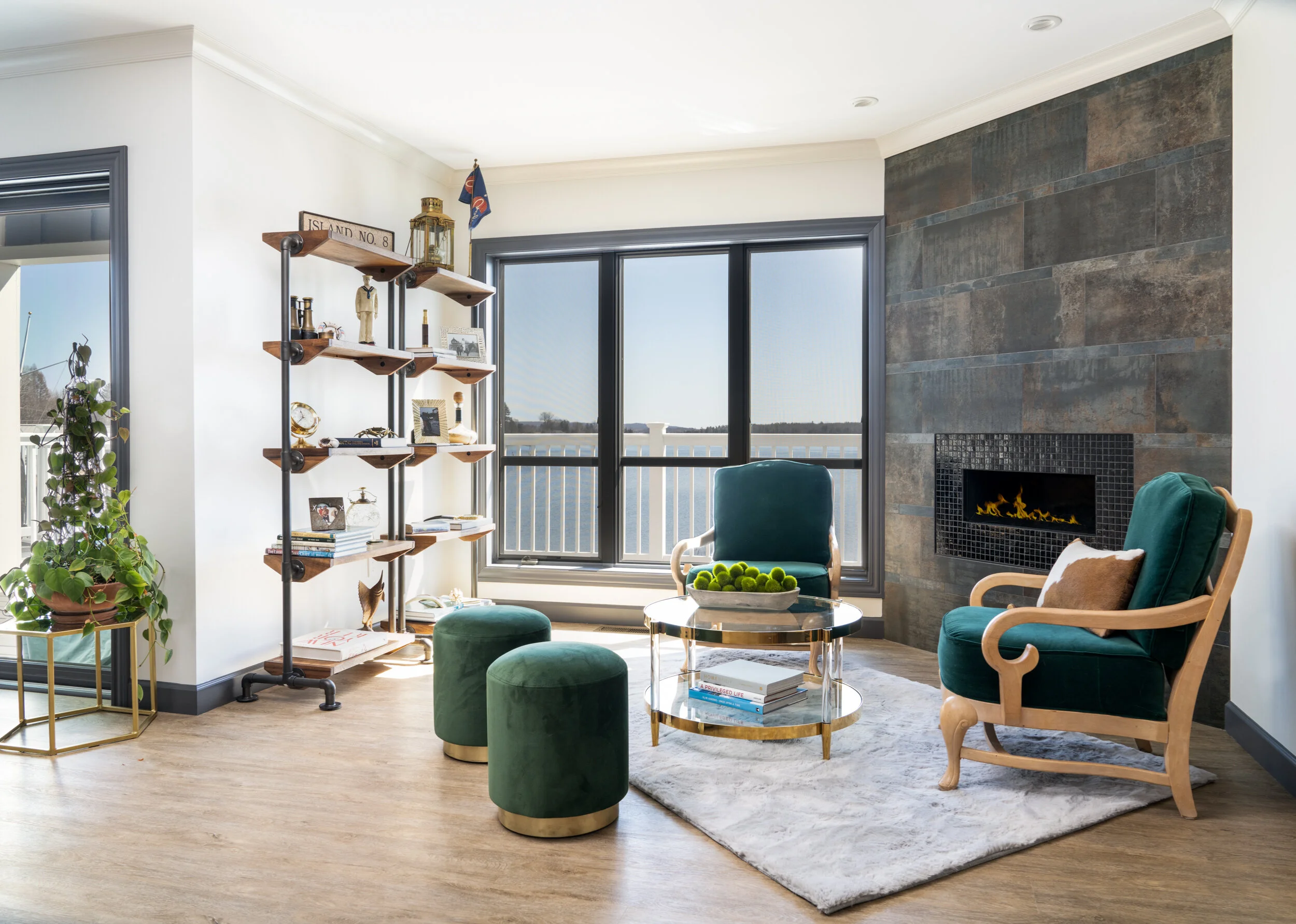 Sitting room, great for reading a book while watching out the window at Crooked Lake near Alanson, MI.