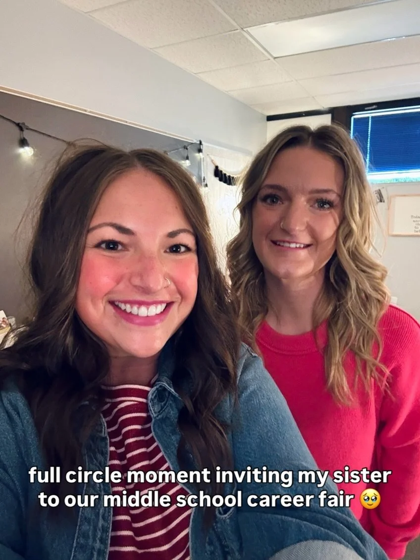full circle moment inviting my sister to our middle school career fair 🥹 thank you for coming, @wellness.revive !!