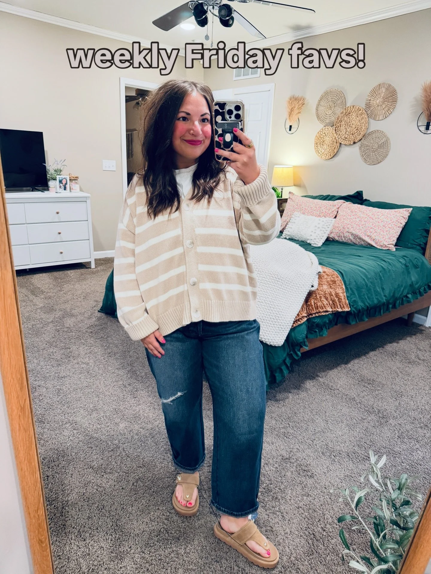 This week&rsquo;s Friday favs post includes LOTS of spring transition fits, a mini Aerie haul, &amp; of course some Walmart, Target &amp; Amazon staple pieces. Comment FRIDAY for links! 🫶🏻

@aerie @walmart @target @amazon