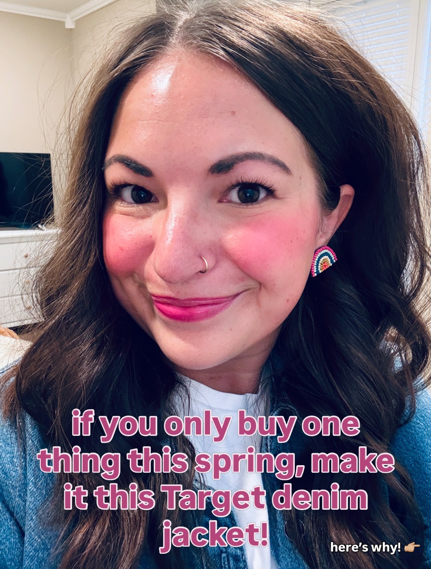 if you only buy one thing this spring, make it this Target denim jacket! The kind of denim jacket you can throw on with literally anything. Oversized, insanely soft &amp; instantly pulls any outfit together. If you see me wearing this every day&helli