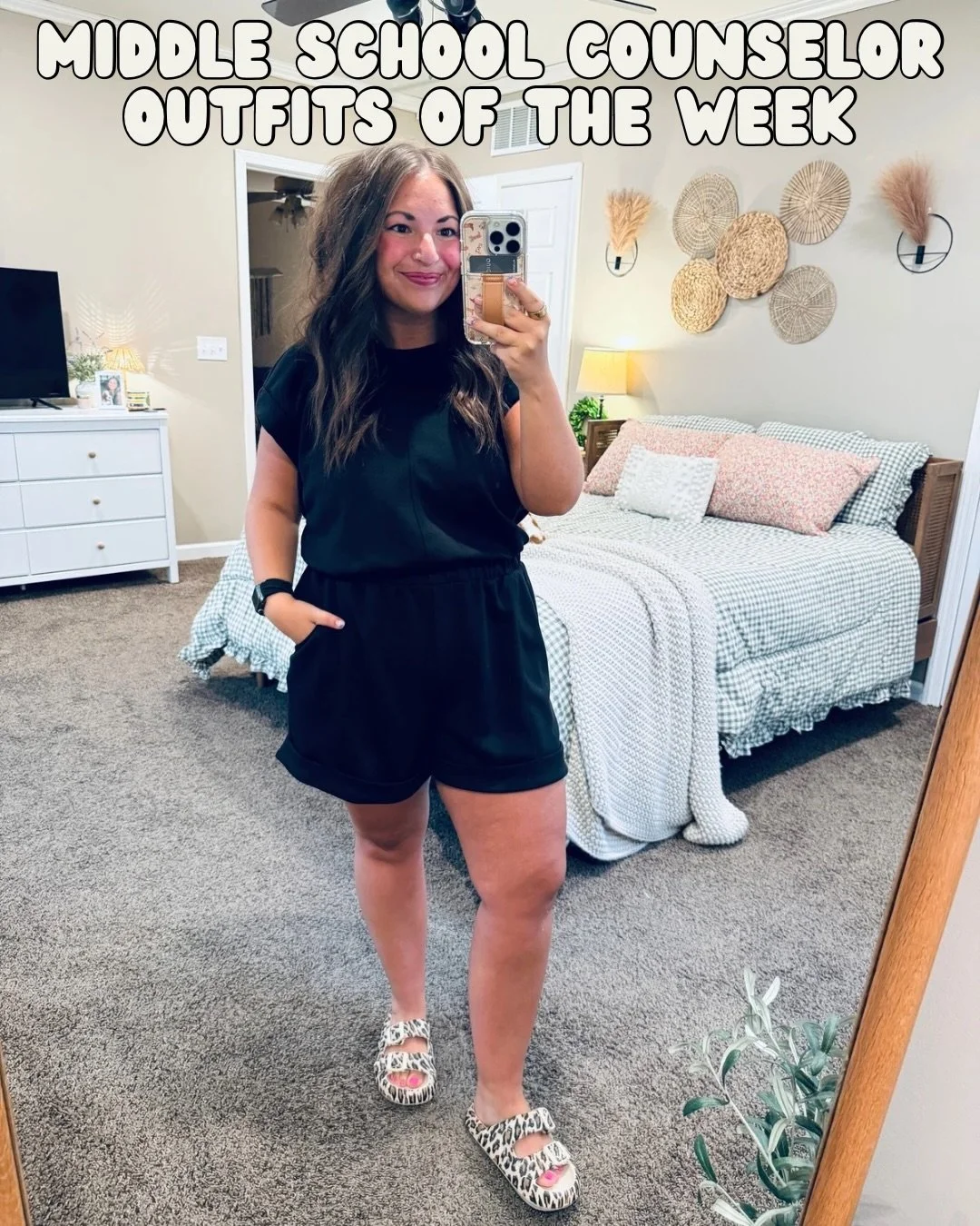 Last week&rsquo;s middle school counselor outfit round up for the LAST WEEK OF SCHOOL!!! ⭐️🙌🏻 Cheers to summer, baby! Comment OUTFITS for links! 🫶🏻🐆🖤