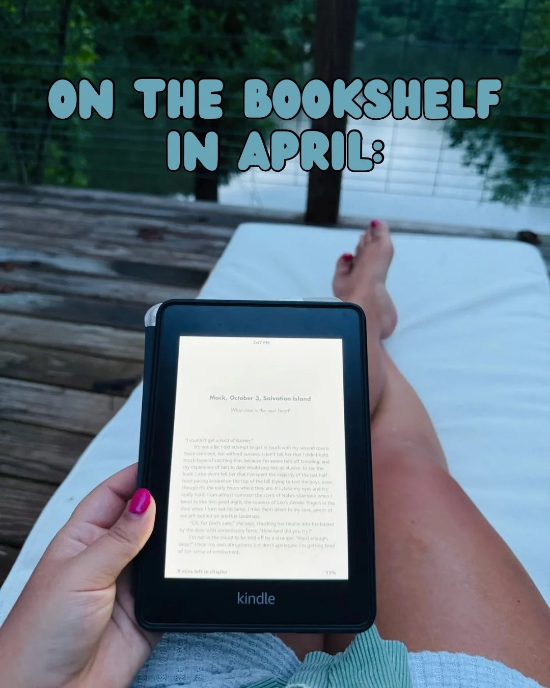 I read four books in the month of April! 🫶🏻📖💫 

Always open to adding to my tbr list &mdash; drop some favs below! 👇🏼
