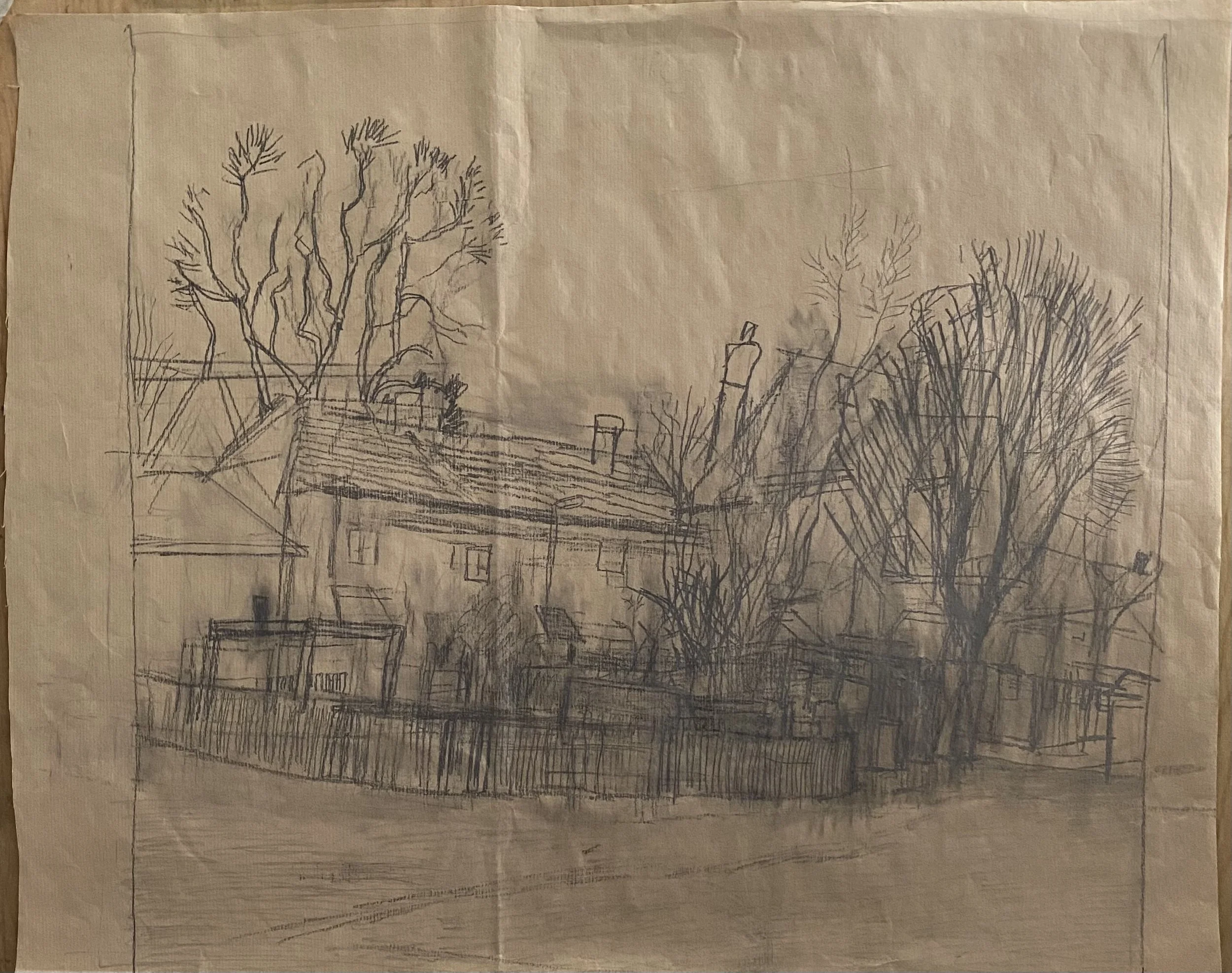 Chigwell 2, 2015, Pencil on brown paper 
22 x 26 ins