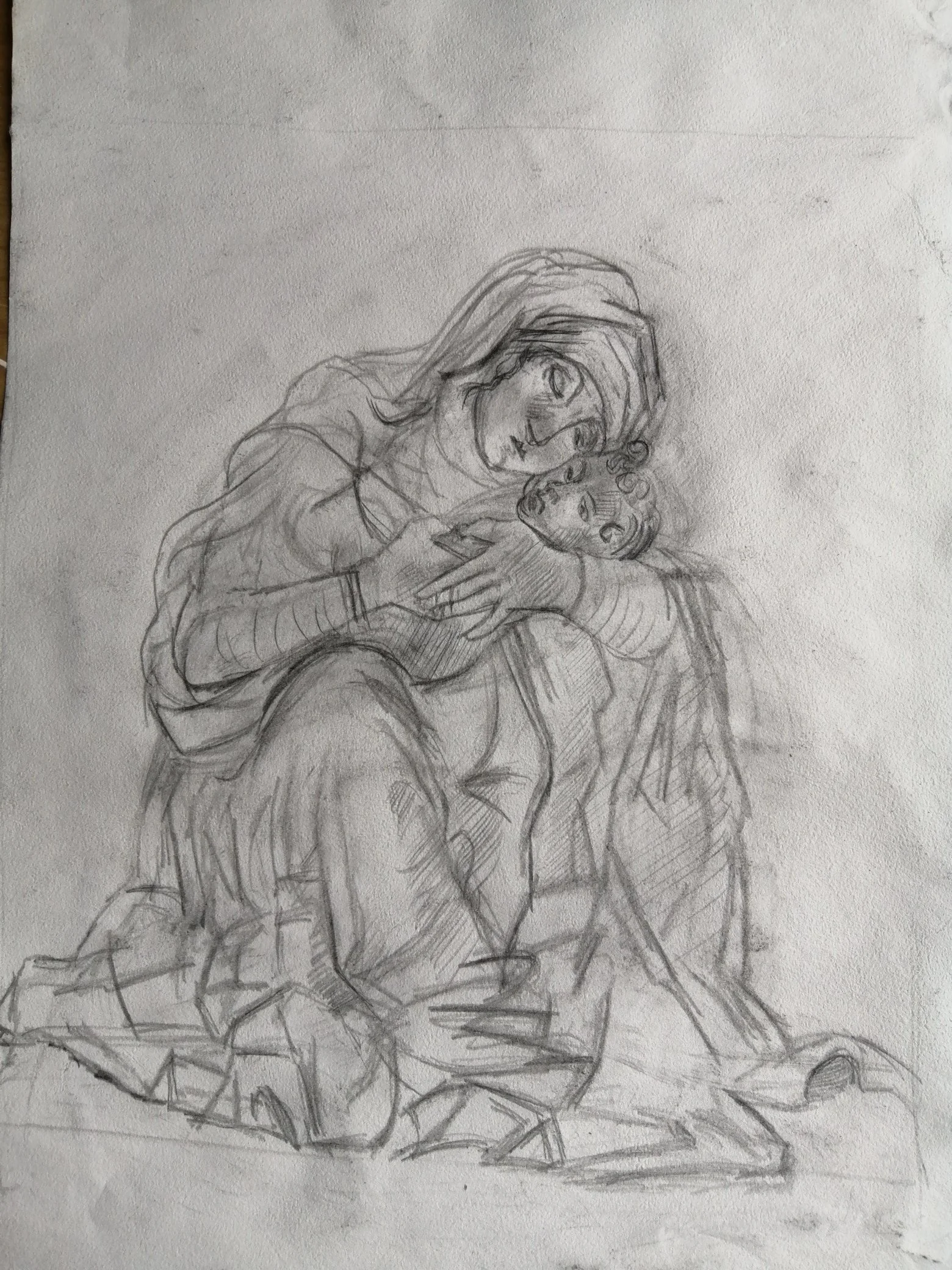 Madonna and Child after Andrea Mantegna, 2020, Pencil on paper, 18 x 13 ins