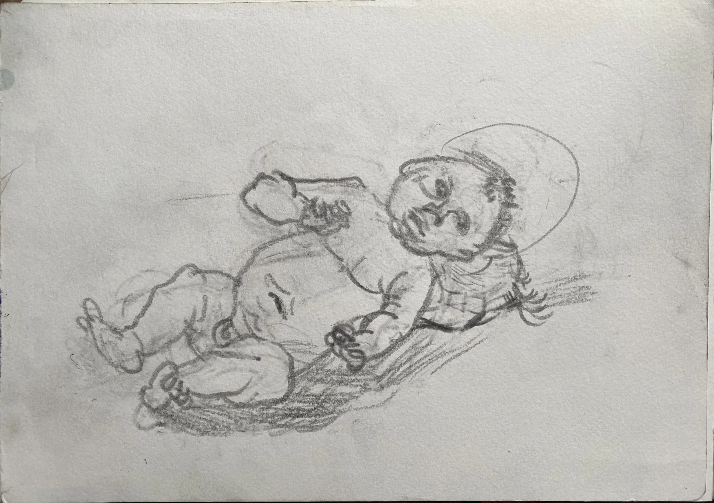 Infant Jesus, Luca Signorelli copy, 2011, Pencil on paper, 8 x 12 ins