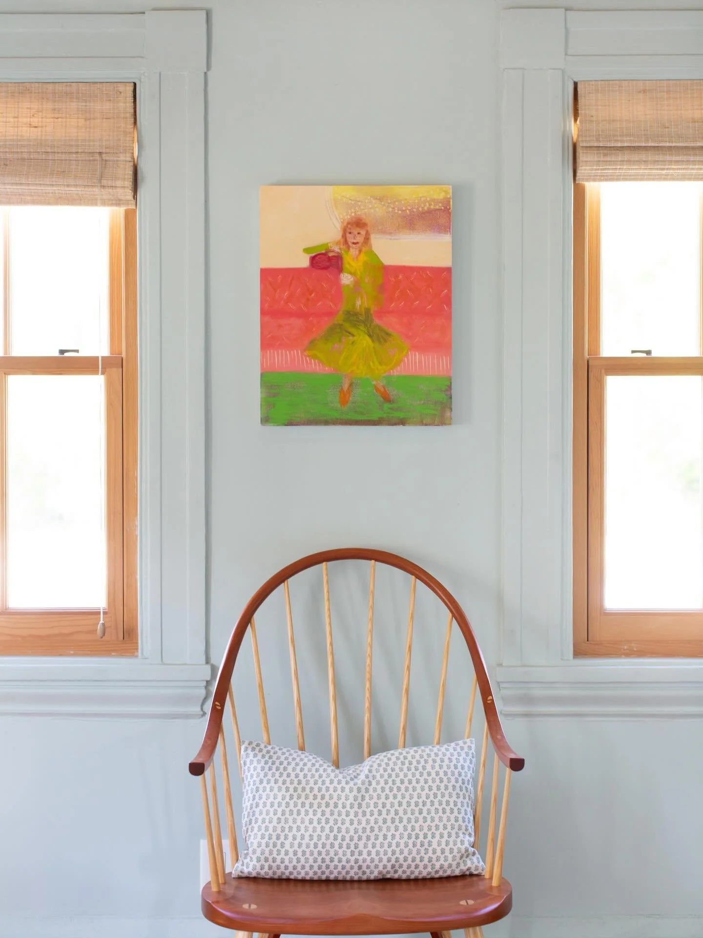 Swipe through for views of @megan__magill&rsquo;s &ldquo;Tealights &amp; Chamomile&rdquo;, a 20 &times; 16 in oil and oil stick on panel. Through her work, Megan honors the strange and wonderful moments that shape our lives. We&rsquo;re grateful to h