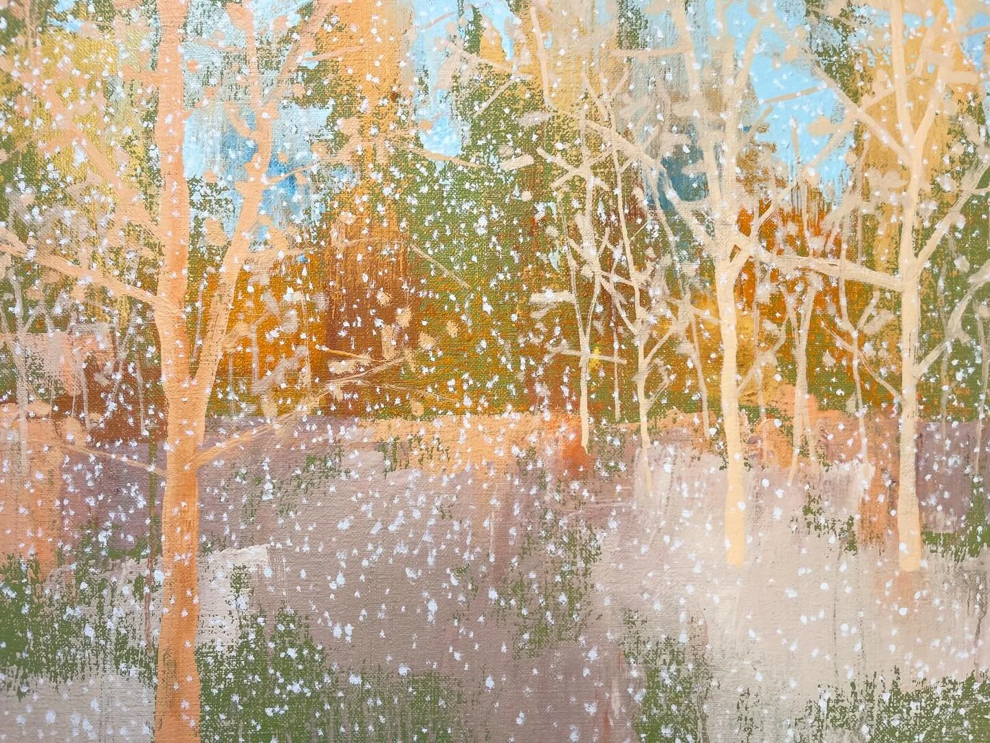 Richard Kooyman capturing the magic of the first snow of the season in his 14in x 17in &ldquo;First Snow.&rdquo; Swipe through to see more views of this gem. ❄️
