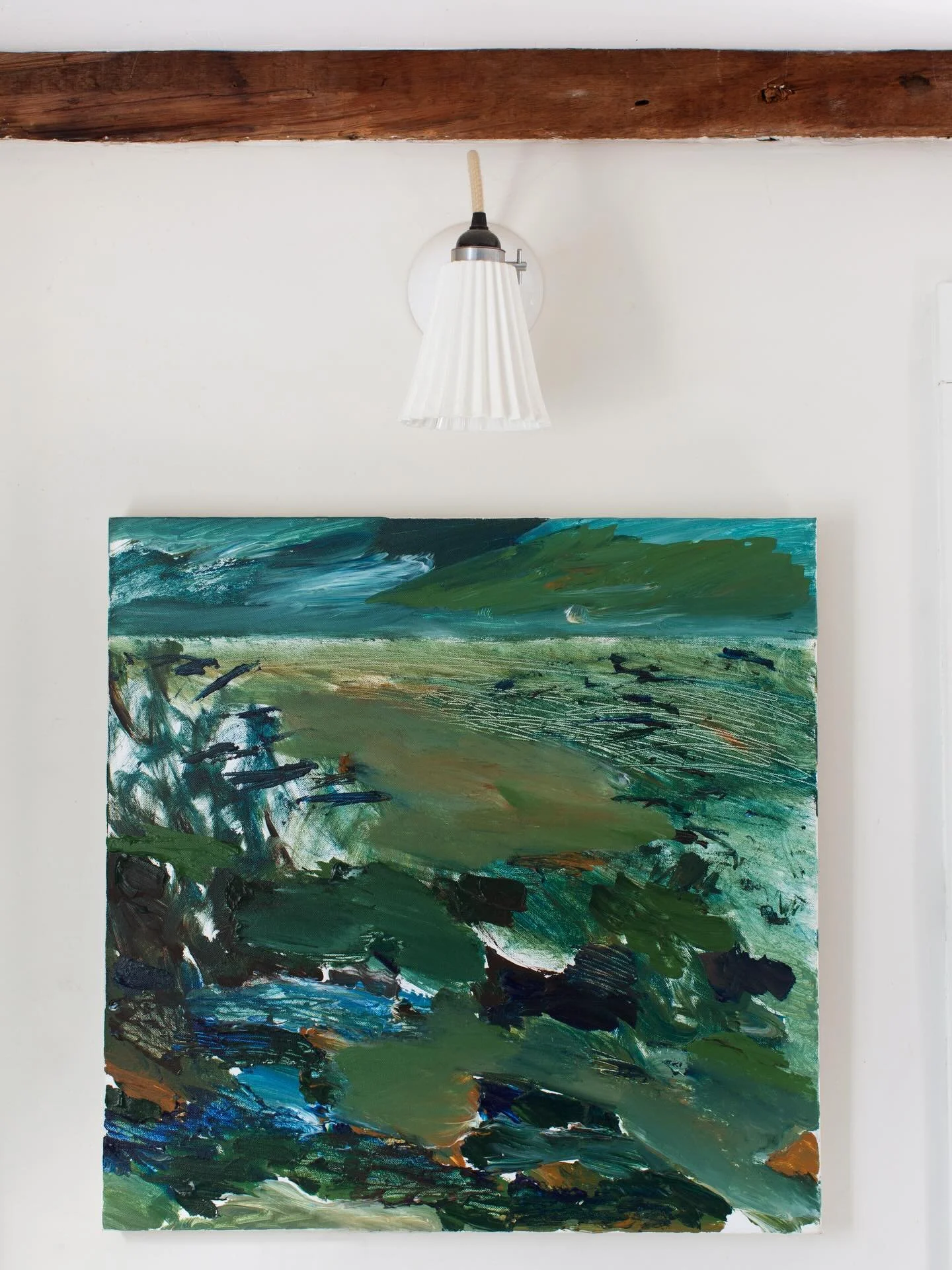 How fantastic is this new @johnjayvinton? &ldquo;Stormy Seas&rdquo; is a 24 x 24in oil on canvas, and it&rsquo;s every bit as moody and energetic in person as you might expect. We&rsquo;re so thankful to have this painting by John on view here in Mai