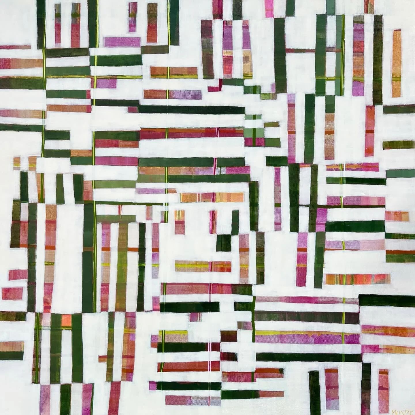 Of her work, @bethmunroart writes:
&ldquo;The interaction of color, pattern, texture, and form creates a harmonious rhythm, keeping the eye constantly moving throughout the composition.&rdquo;

Visitors to the gallery often pick up on this sense of m