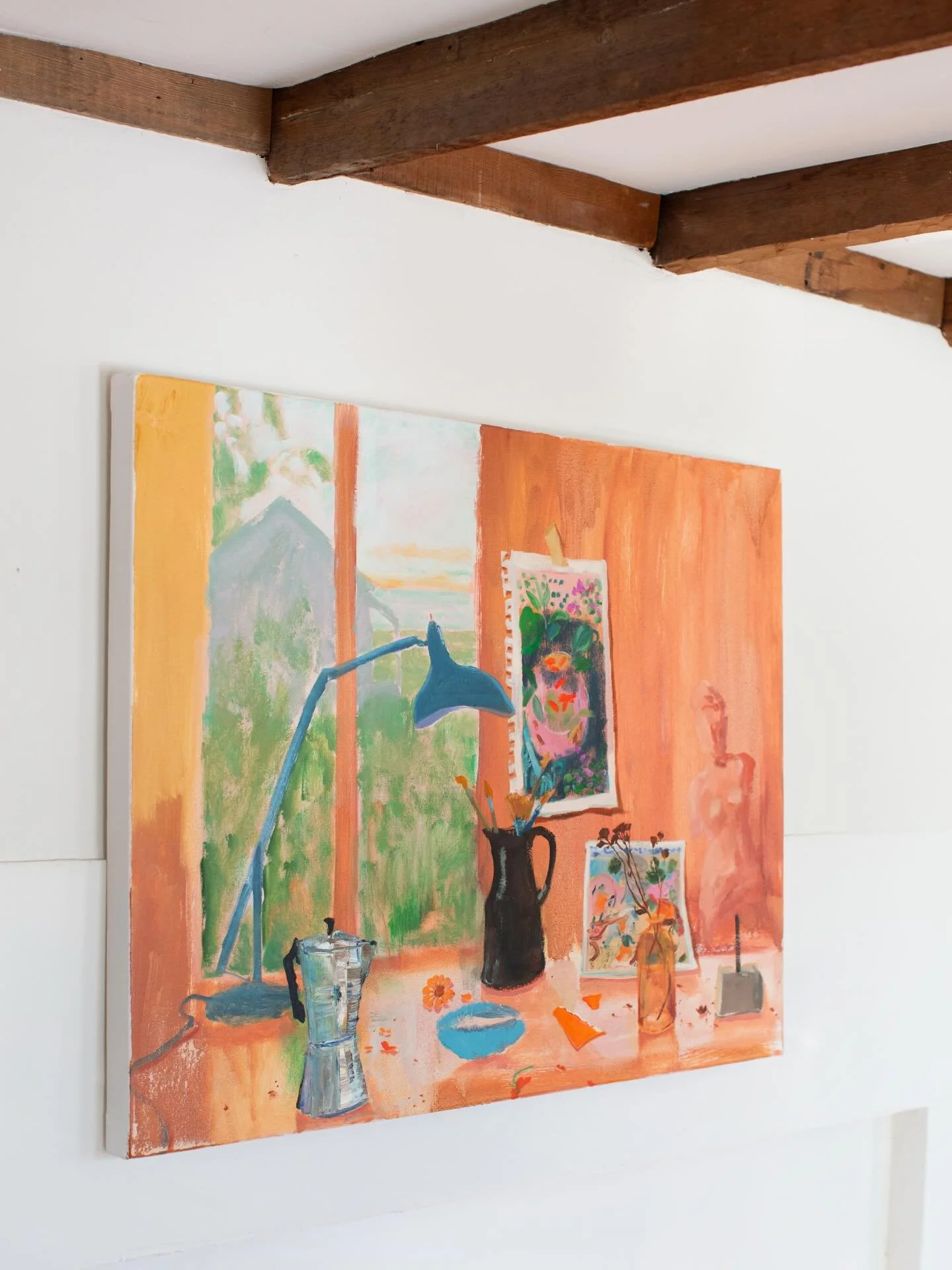 Swipe through to see different views of Melanie Parke&rsquo;s 30in x 40in &ldquo;Genevieve Walked the Dunes.&rdquo; This painting was inspired by a woman Melanie &amp; her family encountered while camping in Cape Cod in the 70s. On the back of the ca