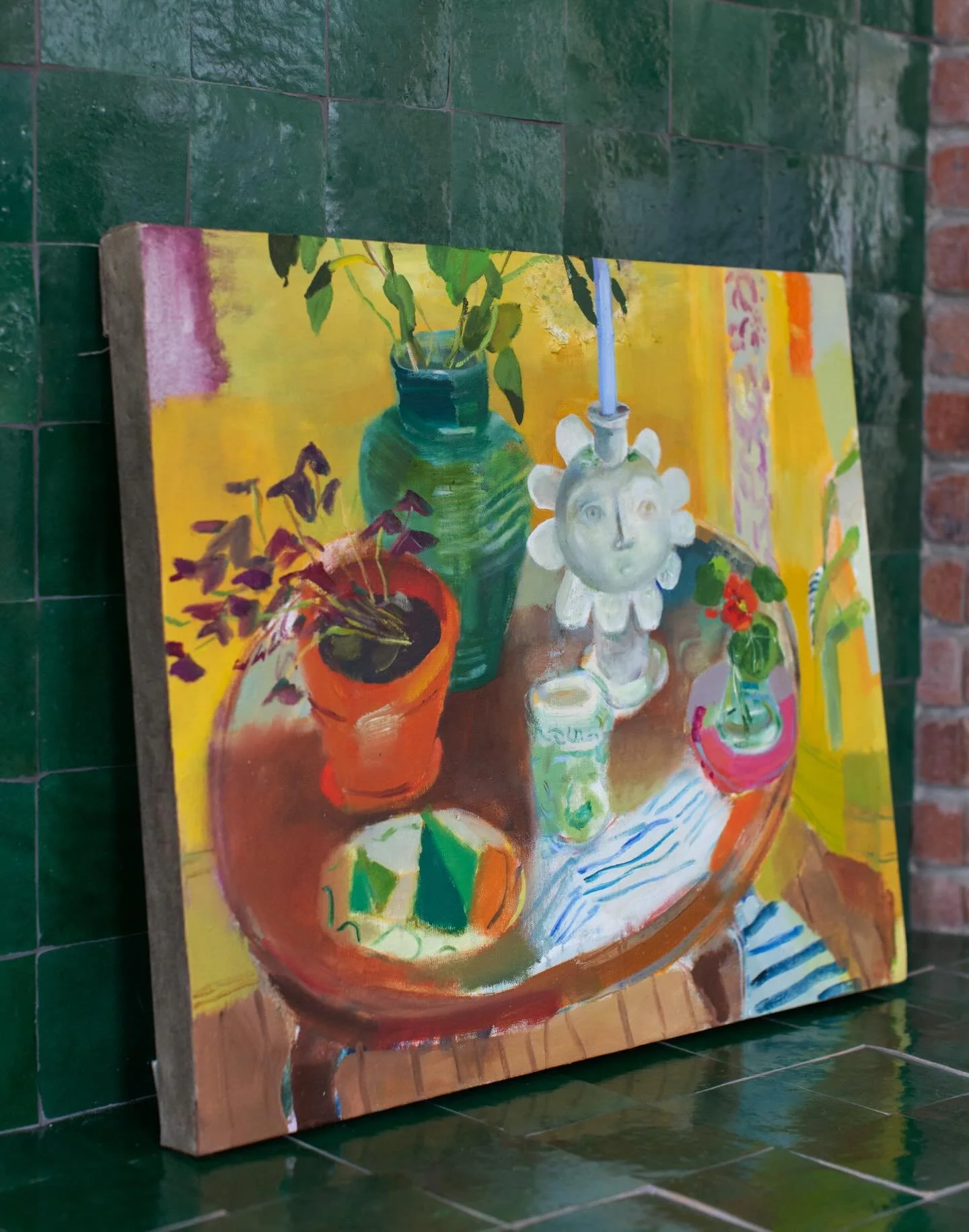 We&rsquo;re pleased to have five paintings by Elizabeth Endres currently available here in Maine, including &ldquo;Collector&rsquo;s Table.&rdquo; Elizabeth is known for her luminous tablescapes and interior still lifes brimming with flowers and coll