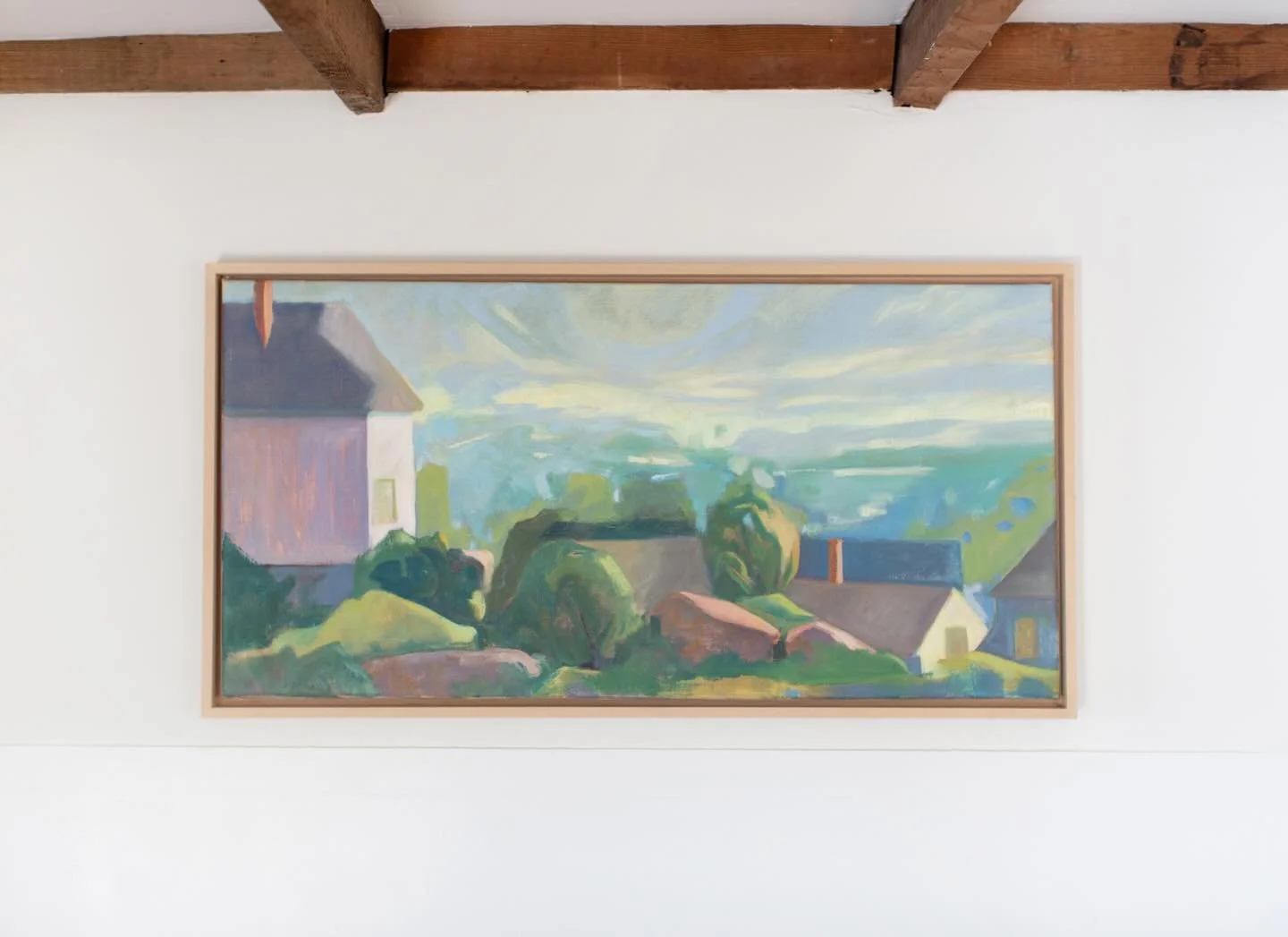 Swipe through for more views of @louschellenberg&rsquo;s &ldquo;Last Light,&rdquo; a framed 18in x 36in oil on linen. 

This is one of four brand new works by Lou we are happy to have on our walls. We were lucky enough to get to see Lou last week dur