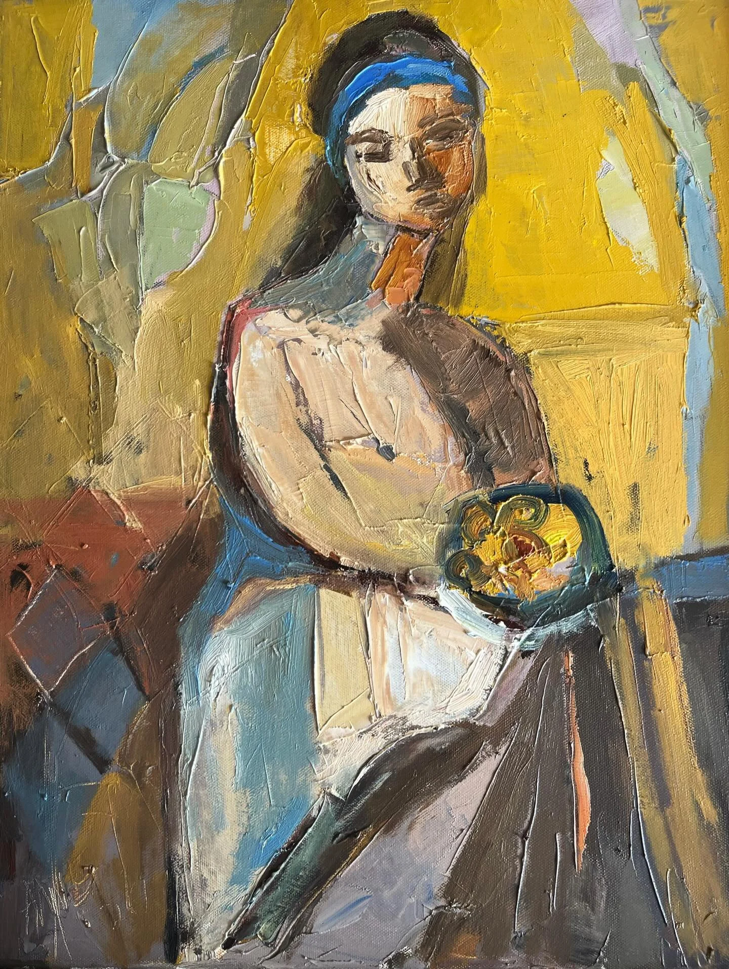 &ldquo;Her Collection of Life&rdquo; is one of our newest arrivals from @annespaintings. Swipe through for more views of this bold beauty, rich with luminous color and thick layers of paint. This framed 20in x 16in oil on canvas is one of nine painti