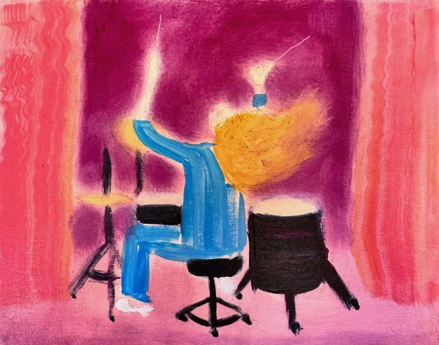 &ldquo;Pink Studio&rdquo; is one of four new 8in x 10in paintings by @megan__magill that arrived this week, and we couldn&rsquo;t love them more! Swipe through for additional views of this delightful painting, and shop all of Megan&rsquo;s available 