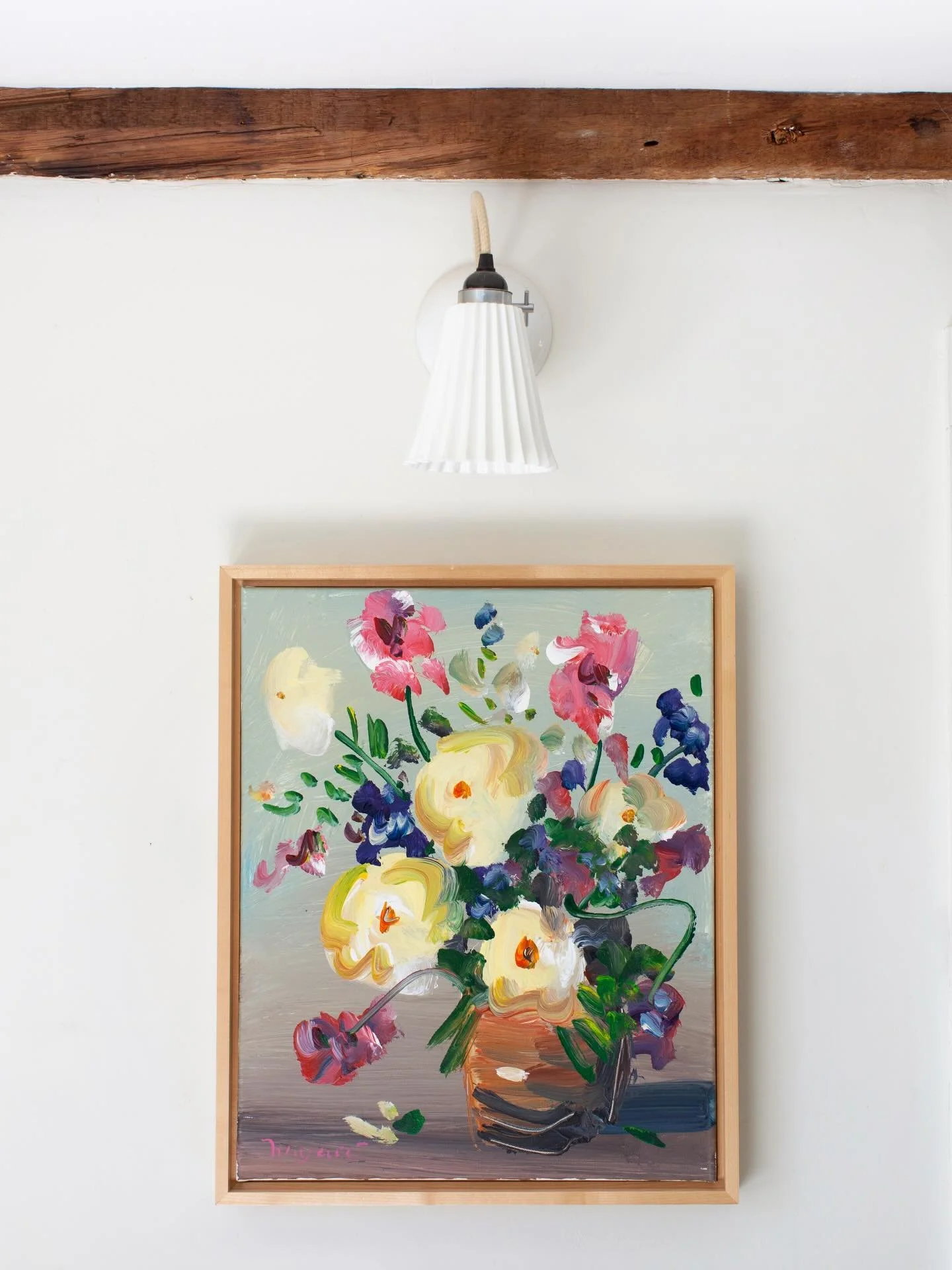 Saturday flowers c/o of @bayardworks! Swipe through for more views of this exuberant work, a  framed 20in x 16in acrylic on canvas titled &ldquo;Bouquet.&rdquo;
