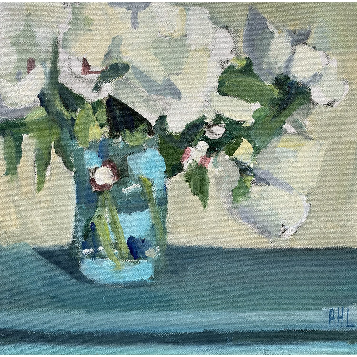 Peonies & Blue Mason Jar