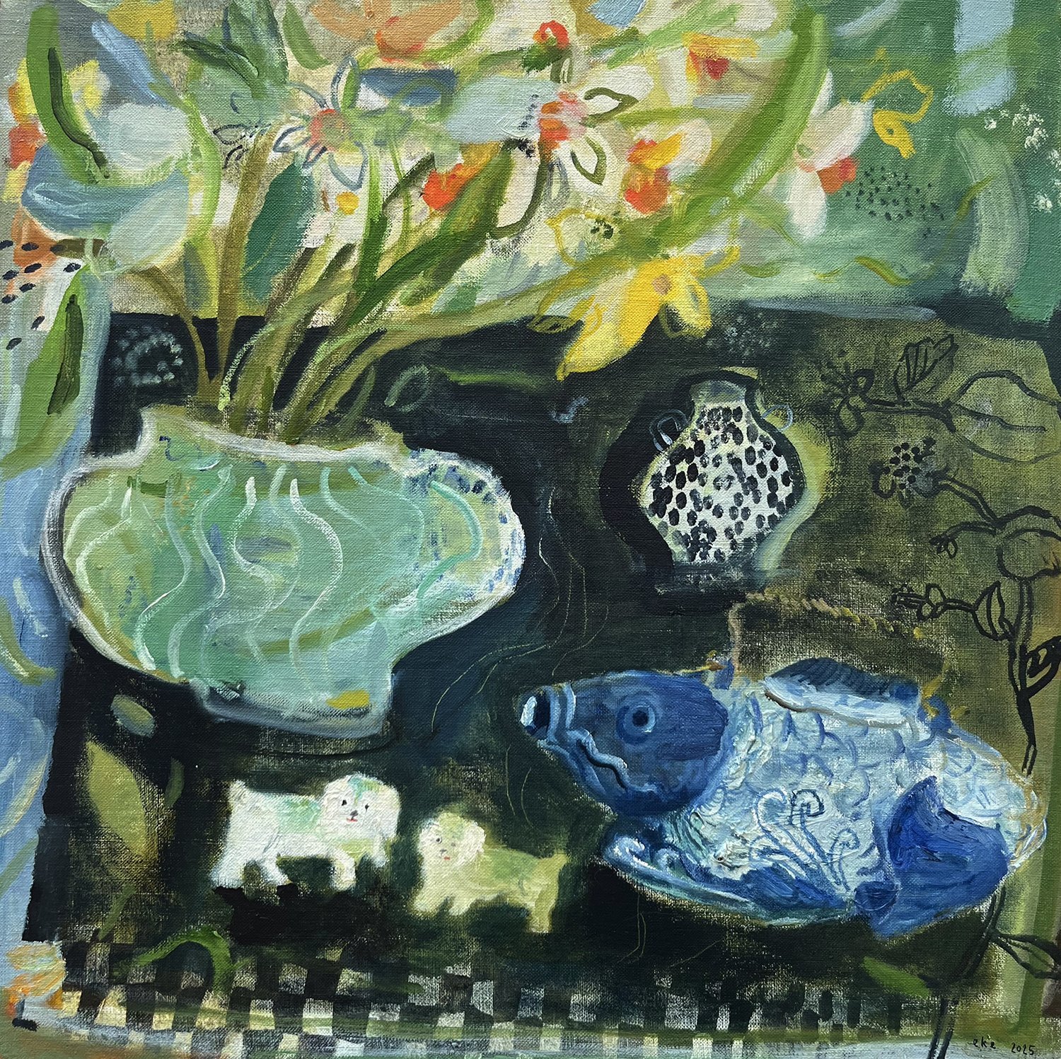 Blue Fish Teapot and Other Objects