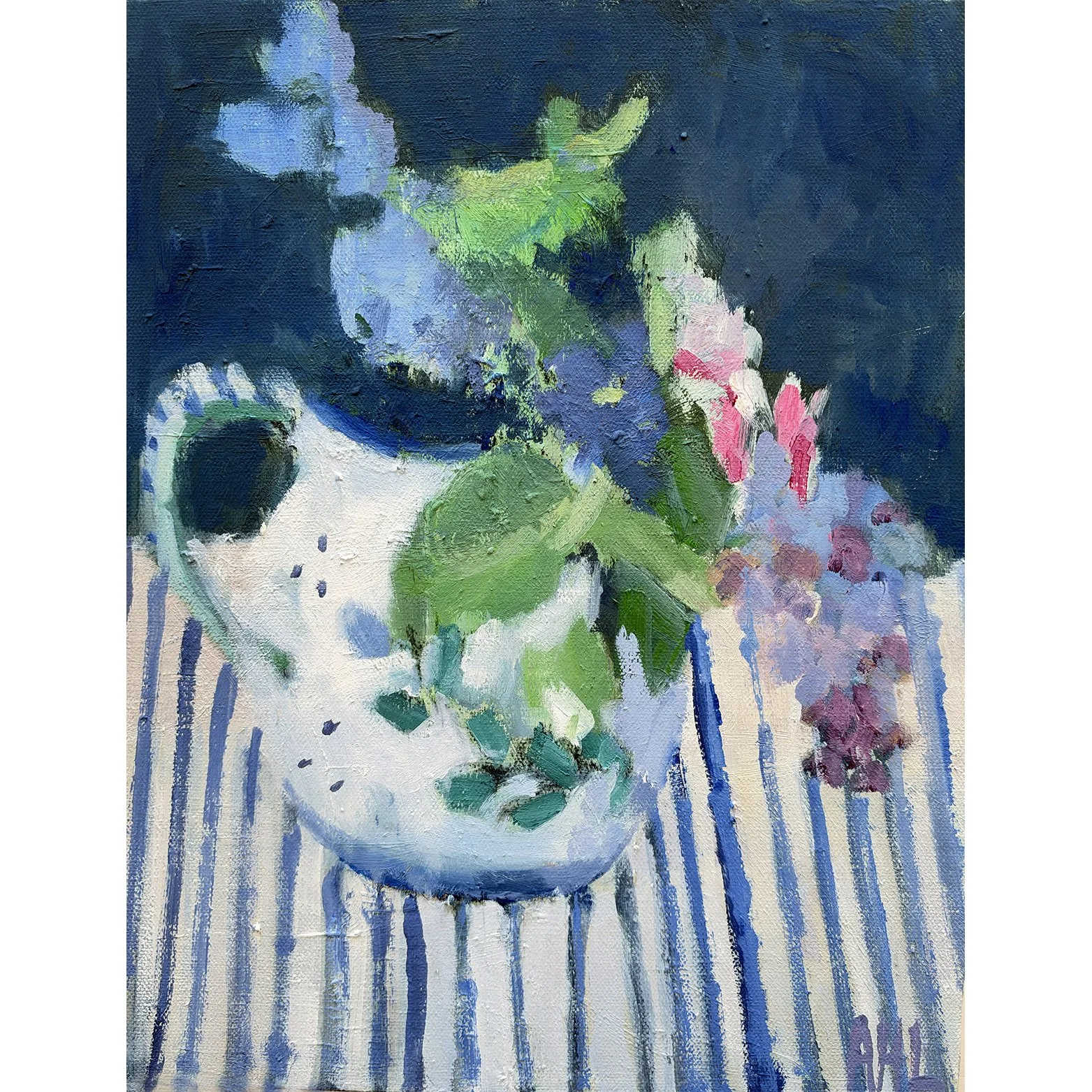 Lilacs and Blue Stripes