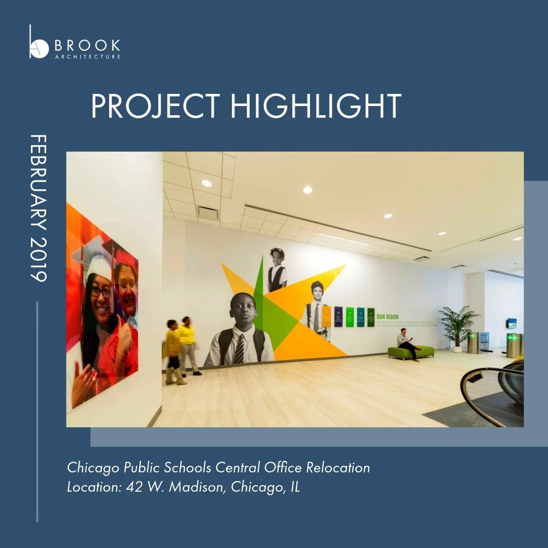 Brook Architecture directed the design of the new headquarter administrative offices for Chicago Public Schools; a project with an extremely tight schedule, required to meet the leasing requirements and important schedules of the School Systems&rsquo