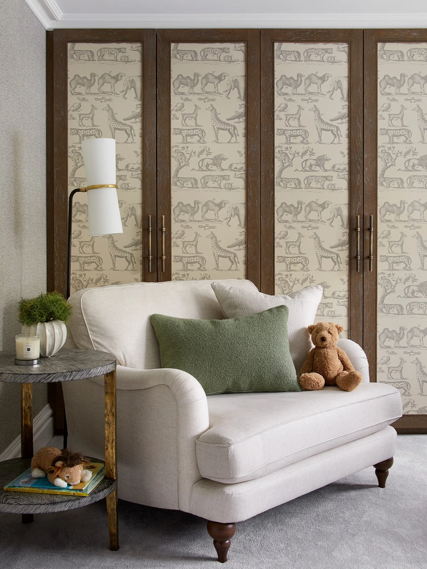 Throwback Thursday revisiting one of the coziest children&rsquo;s bedrooms we&rsquo;ve ever designed. From our very first project in Jersey, this room captures a sense of comfort and playfulness with an oversized loveseat set against a safari-inspire