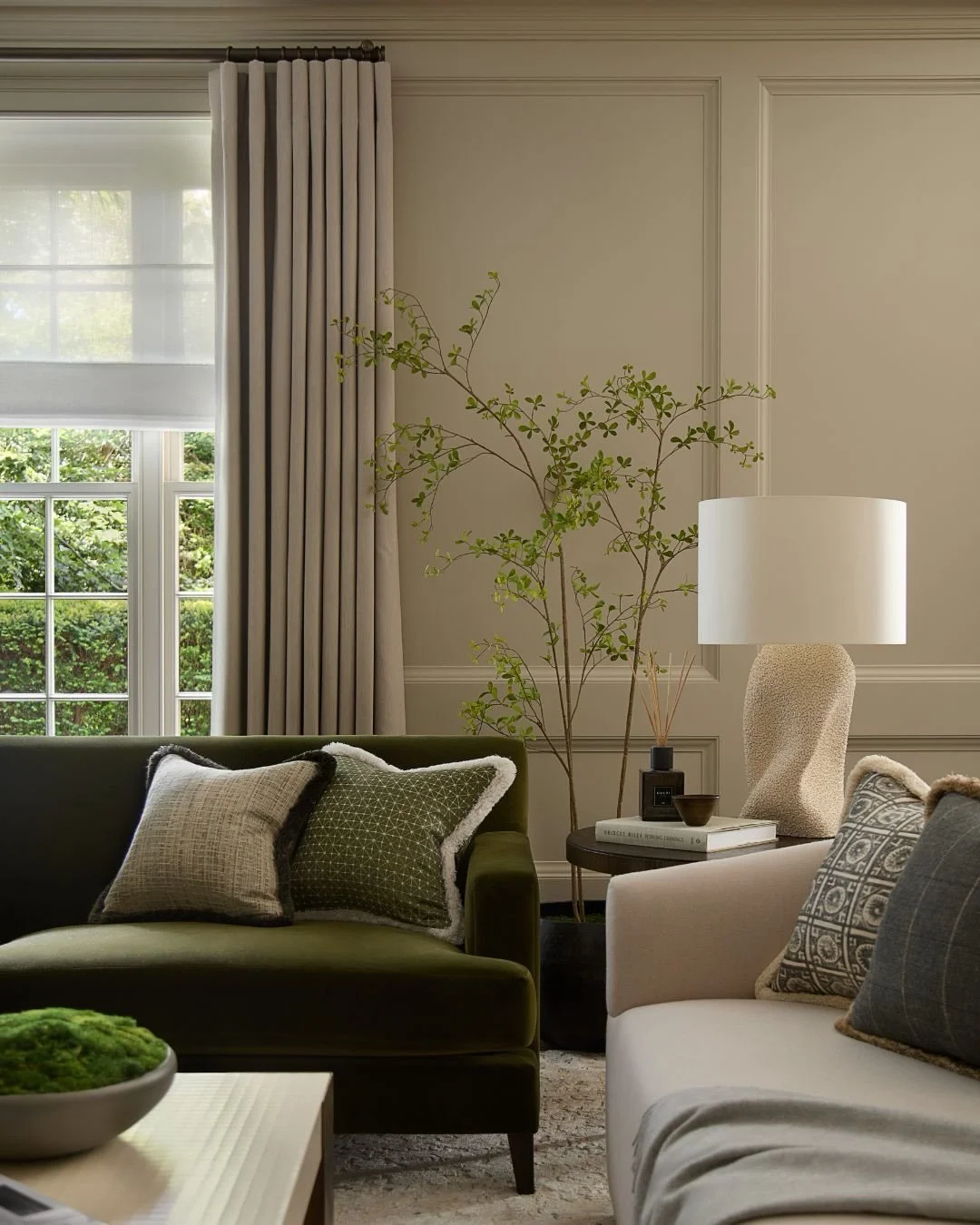 So excited to reveal the games room at our Hampstead family home project. Elegant wall panelling, touches of forest green and petrol blue, paired with sculptural forms and rich textures. Swipe left to see more. ✨
.
.
.
#gamesroom #livingroomdecor #li