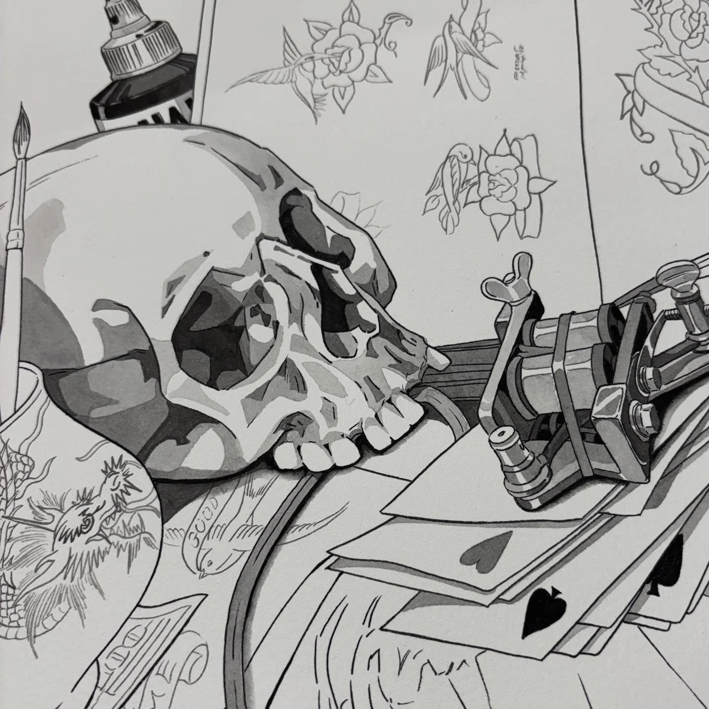 Cooking up a painting for the @bigtroubletattoo art show next month
