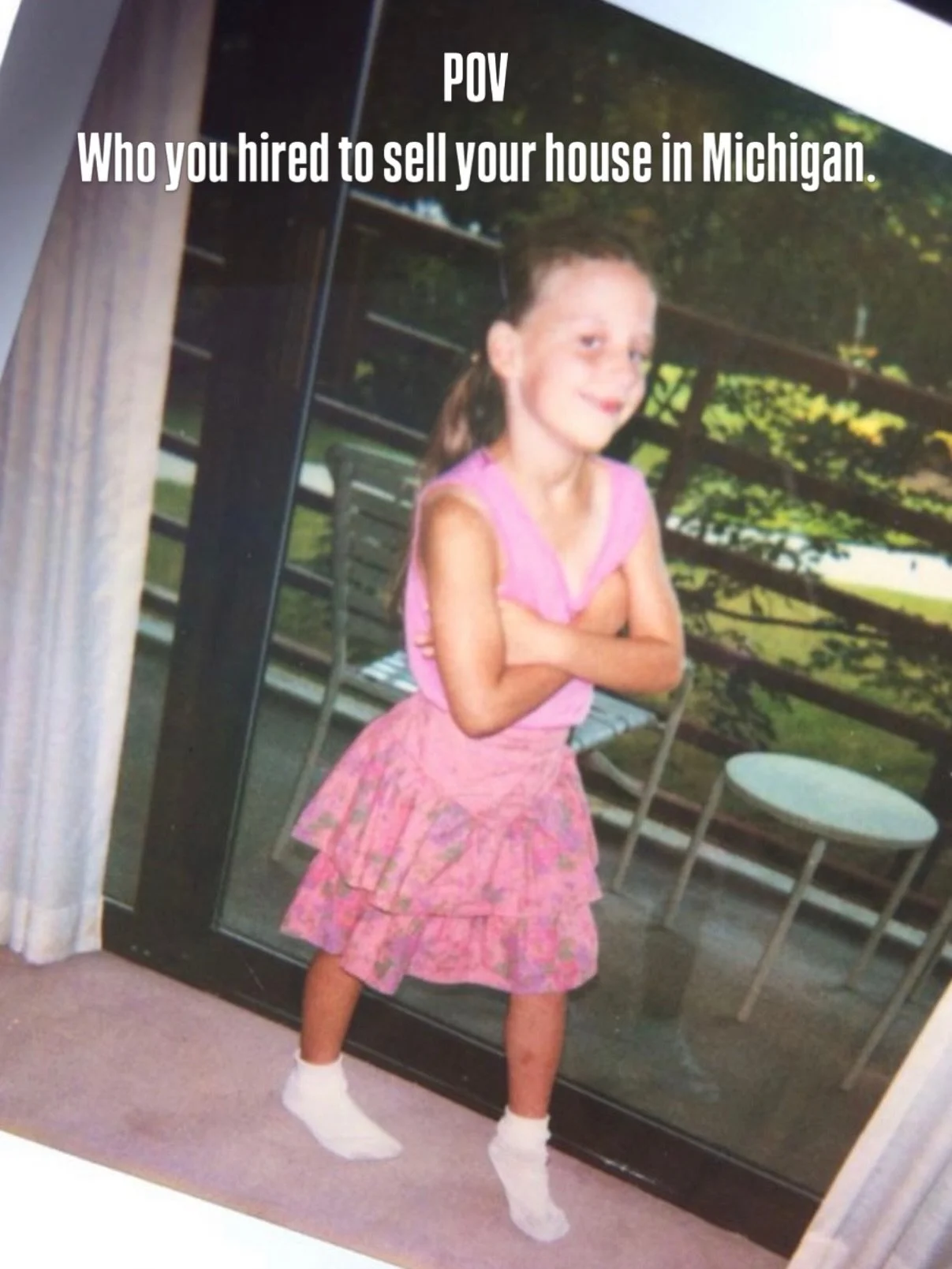 Arms crossed. Unimpressed. Already prepared to hold my position. 

Apparently negotiation wasn&rsquo;t a skill I learned in real estate. It was a pre-existing condition.

Here when you need me! ❤️

#michiganrealestateagent #detroitrealestate