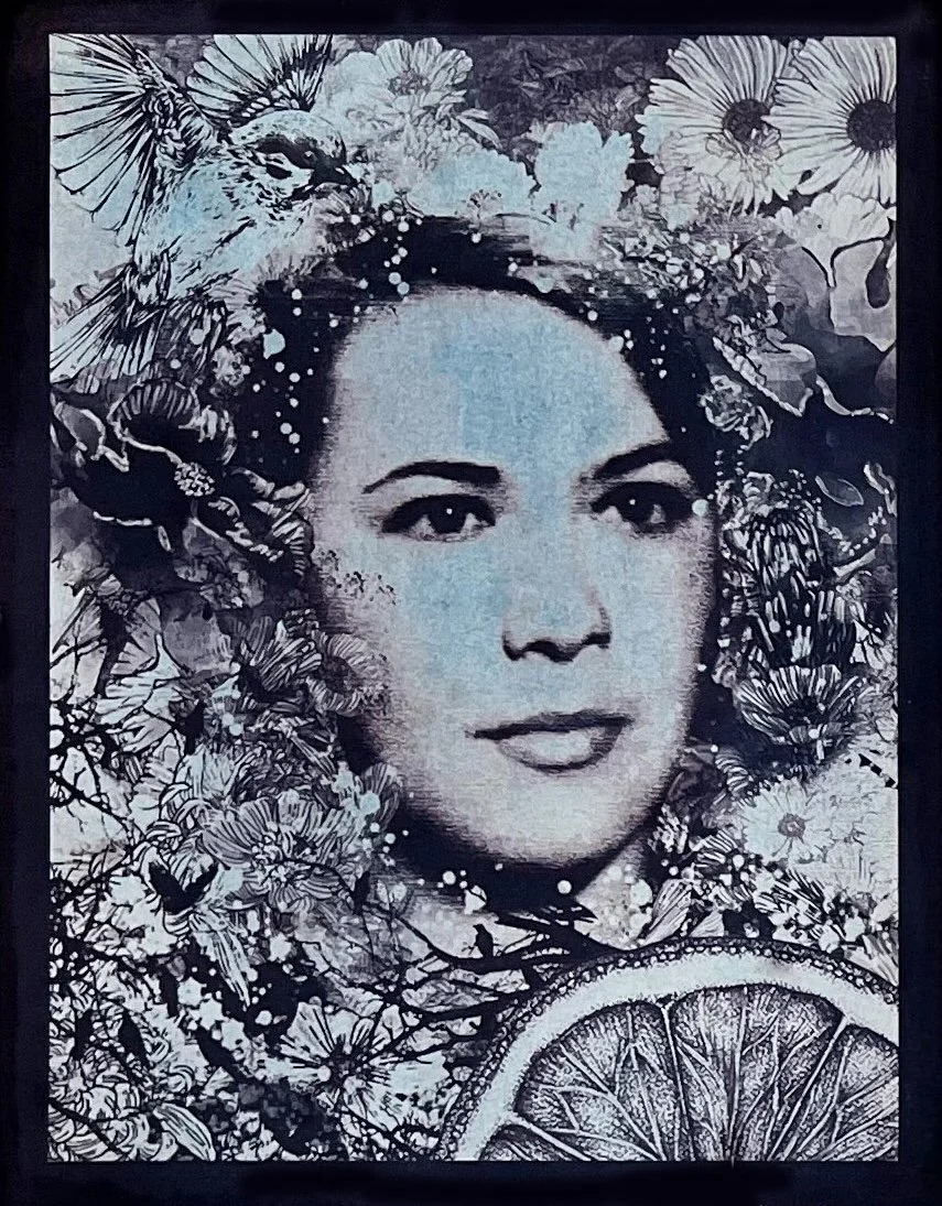 Homage, 11" x 14", Cyanotype on Hand-Dyed Paper, 2023