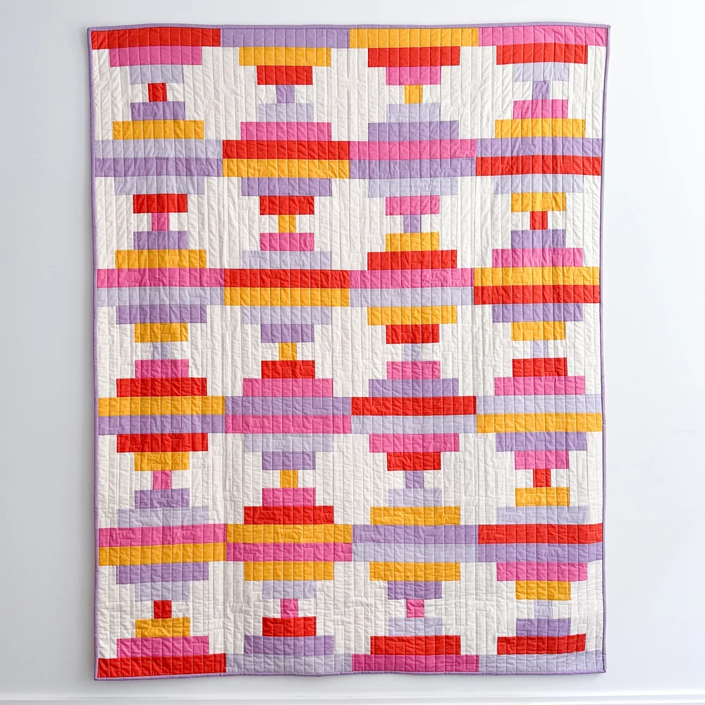 zigzag plaid courthouse steps throw size sample quilt — Broadcloth Studio