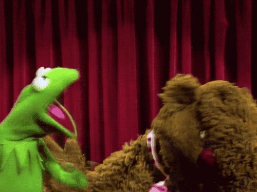 Kermit Fozzie Fighting Shmushy Face.gif