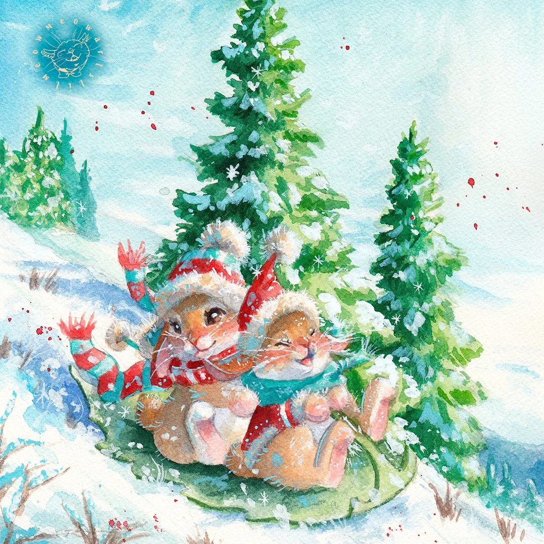 Hey guys and welcome back to a new post!!🐇❄

Here's the scan of this jolly painting! Made with mostly watercolour and I used gouache to add details, more fur and whiskers, as well as snow. How are you all doing today?❤️

Have a lovely day and stay s