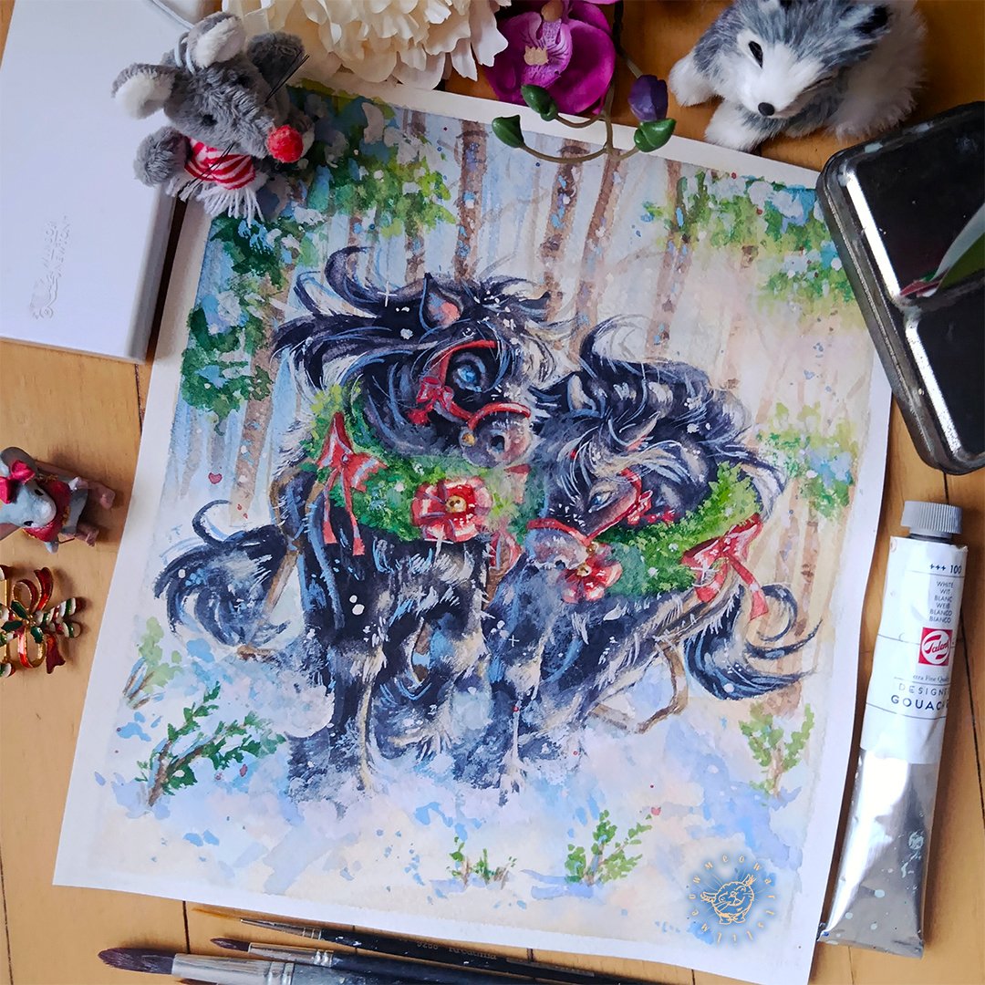 Hey guys and welcome back to a new post!!🎀🌸🏮

Happy Chinese New Year! I know these aren't fire horses but it's the first painting I finished in 2026 and it just happened to be horses and I really wanted to use this painting to celebrate. In the Ch