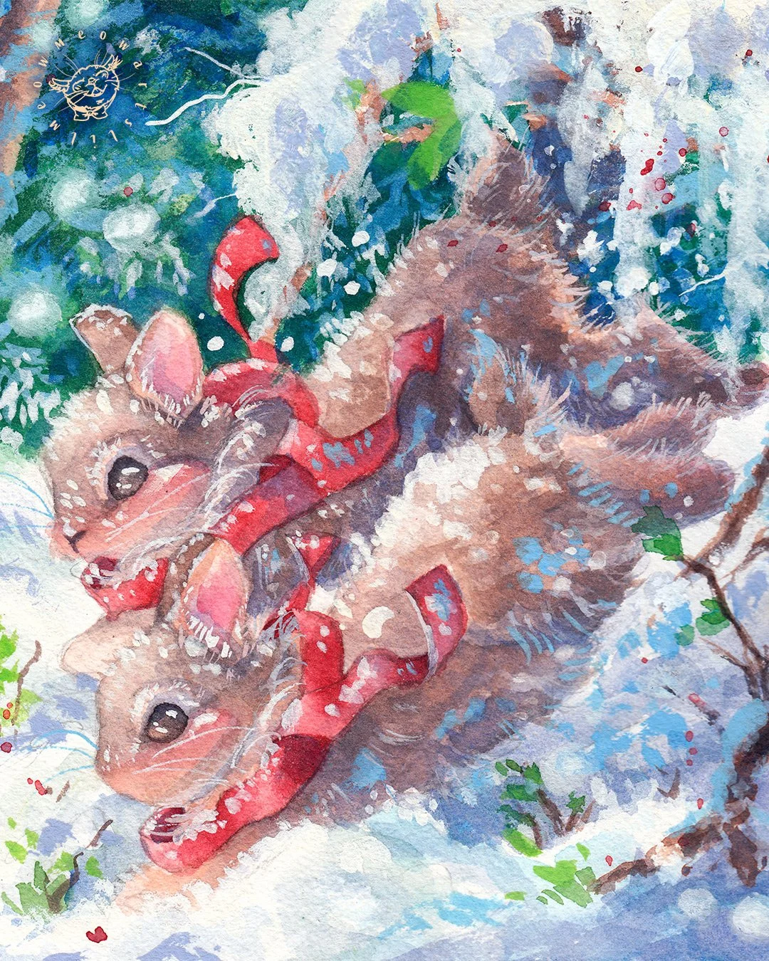 Hey guys and welcome back to a new post!!🐇✨

The scan of the bunnies running in the winterscape painting! I adore bunnies, they're one of my favourite animals in the world❤️

Have a lovely day and stay safe and happy everyone!!🐇✨

#art #artist #gou